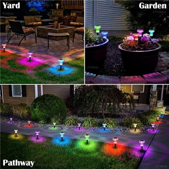 Solar Lights Outdoor Pathway Lights 8 Pack LED Waterproof Color Changing - Picture 4 of 7